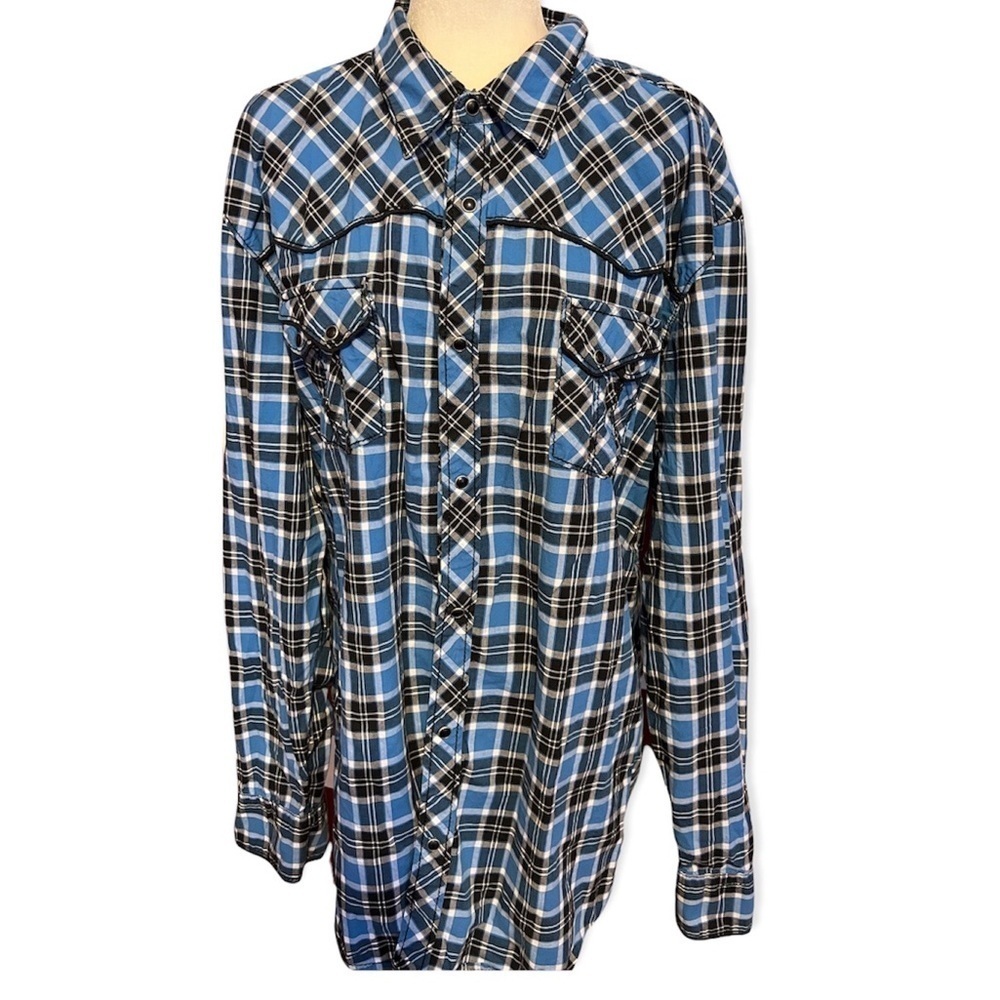BKE Plaid Athletic Fit Plaid Snap button Shirt XXl
